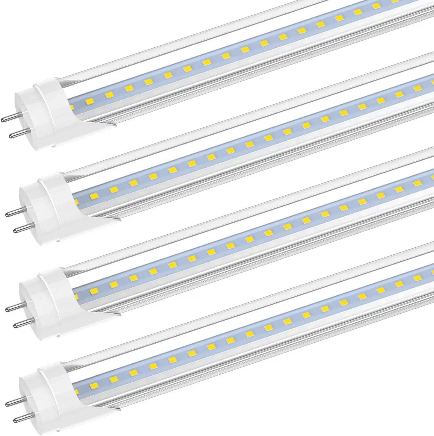 Romwish 2FT LED Tube Light, T8 T10 T12 Type B LED Light Bulb, 10W(24W Equiv.), 5000K Daylight, 1120LM, 24 Inch F20T12 Fluorescent Replacement, Remove Ballast, Double-Ended Power, Clear Cover, 4 Pack