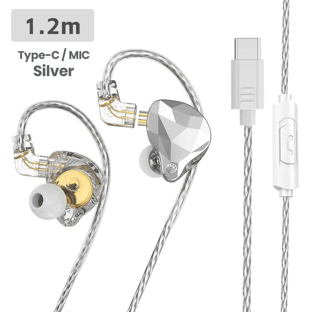 BlueWow X4 PRO In-Ear Wired Earbud Headset - 11mm Driver HiFi Stereo Audio, 1.2m Spiral Cable Reduces Tangling, Secure Fit, Noise Reduction, Non-Water Resistant, USB-C/Type-C Jack, iPhone-Compatible, for Music Lovers, Cellphones, Tablets