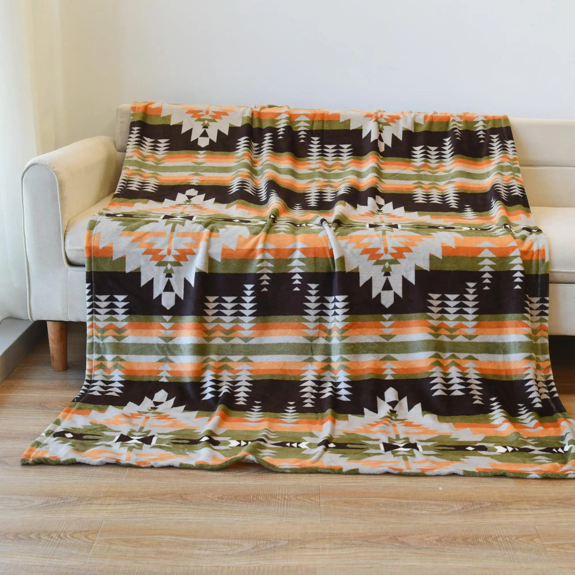 Printed Blanket, 1 Count Bohemian Style Throw Blanket for All Reason, Soft & Warm Blankets, Bedroom Accessories, Vintage Geometric Bedding for Couch,