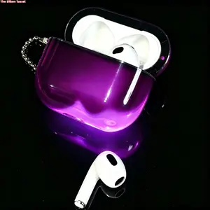 Luminous Quicksand Hard Case With Detachable Keychain, Shockproof Glitter Cover Fits AirPods 1-4 Pro 1-3 (Earbuds Not Included)