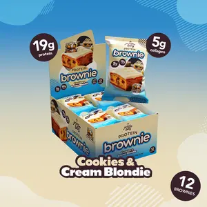 12 Pack - Cookie & Cream Blondie Prime Bites Protein Brownies - High Protein Snack