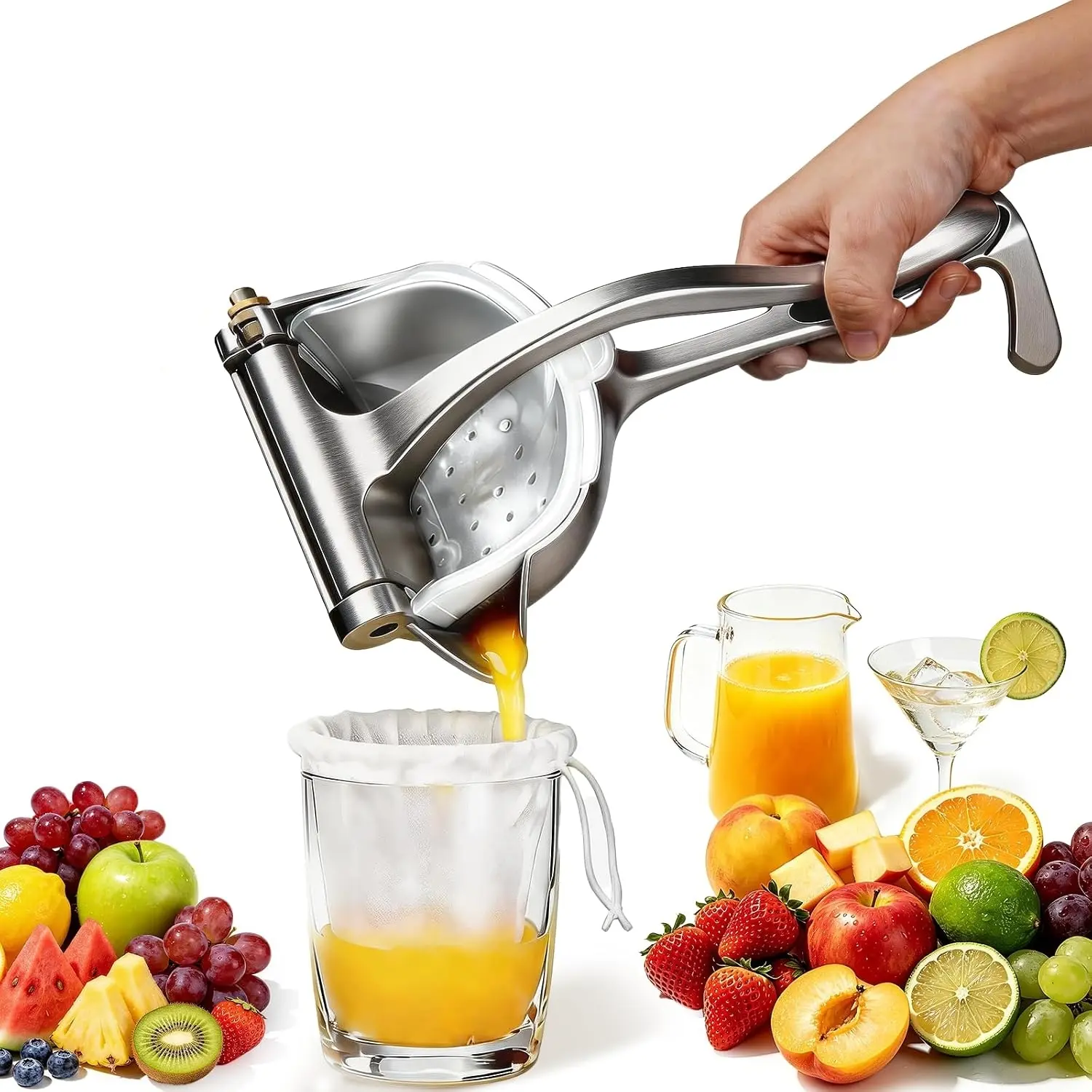 Manual Lemon Squeezer - Ergonomic Non-Slip Grip Home Use Kitchen Fruit Juice Press, Efficient Citrus Extractor, Easy to Use and Clean, Single Unit
