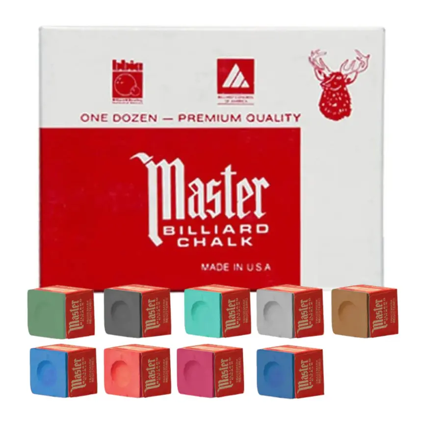Master Billiard Pool Cue Chalk Variety Pack - Smooth Leather Tip Coat, Prevents Miscues, Professional Accessory in Multiple Colors