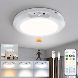 Motion Sensor Ceiling Light, 5000mah Rechargeable Magnetic Human Body Sensor LED Lamp, Wireless Closet Light, Remote Control, 3 Color Temperatures