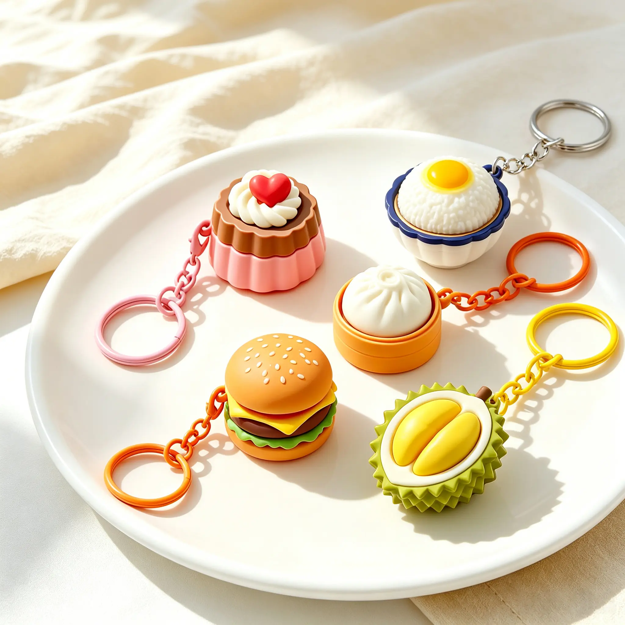 Gourmet Clicker Keychain Set - Realistic Food Shaped Satisfying Pop Sound Fidget Toy, Portable Stress Relief Gift for All Ages  pressable fidget  ideal party favor