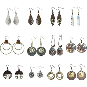 12 Pairs Boho Vintage Drop Dangle Earrings for Women, Ethnic Style Chic Round Jewelry Set,Retro Photoshoot Outfit Bundle for Women Trendy Mother's Day Christmas Gifts