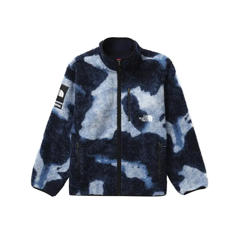 Supreme Men's The North Face Bleached Denim Print Fleece Jacket Indigo, from StockX