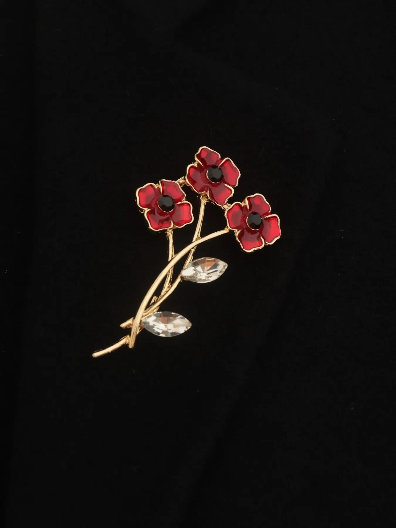 Poppy Brooch Remembrance Day Memorial Pin Jewelry, Alloy Finish, Elegant Flower Design, All Seasons Wear, Gift Idea
