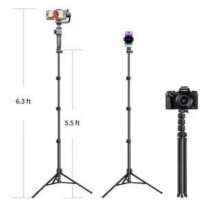 6.3ft Adjustable Tripod Stand for gimbals,phones,cameras, Extendable Height with Phone Holder, Christmas gift