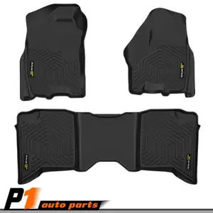 TPE All Weather Car Mats Fit for Dodge Ram 1994-2024 1500 2500 3500 1st, 2nd Row 3Pcs Premium Waterproof Anti-Slip Floor Mats