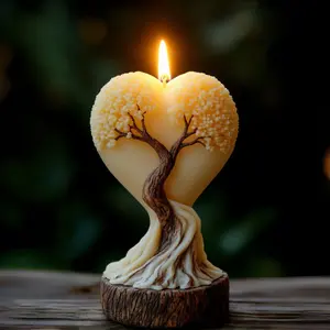 Tree of Life Heart Shaped Candle Silicone Mold for Aromatherapy, 3D Relievo Design with Root and Canopy, Perfect for DIY Crafts Relief, Handmade Crafts, Handicraft