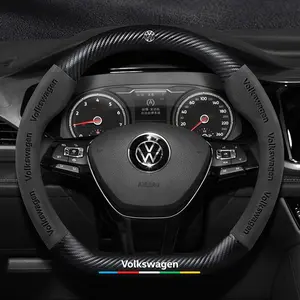 3D Car Carbon Fiber leather Steering Wheel Non-slip Cover Protective For VW GTI Polo Golf Passat Tiguan Arteon Touareg CC Jetta Scirocco