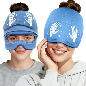 Cooling Compression Hangover Hat, Reusable Gel Ice Head Wrap with Eye Mask for Sleep & Tension Relief