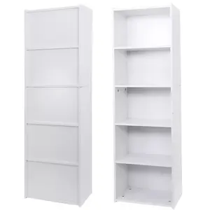 WOLFPACKTRADE 5 Tier White Bookcase Bookshelf Storage Wall Shelf Organizer for Living Room billy shelf