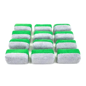 Mini [Saver Applicator] Terry Microfiber Coating Applicator Sponge with Plastic Barrier  - 12 pack