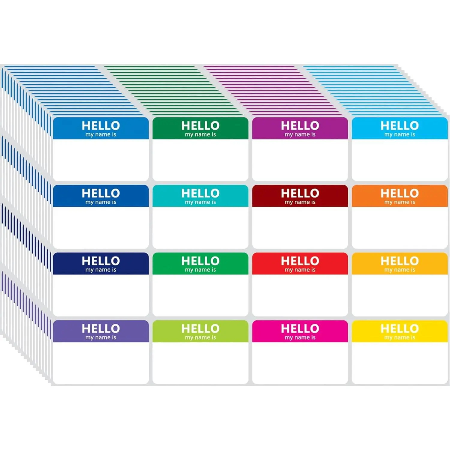 Color Coded Stickers Name Tags - 400-Count, 16 Colors (3"x2") Removable Peel & Stick Labeling Supplies, Markerready Printed Badges for School/Office, Office Stationery Labels