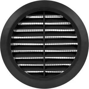 4'' Inch Black Soffit Vent Cover - Round Air Vent Louver - Grill Cover with Built-in Mesh Screen - HVAC Vents for Home Office Dryer Kitchen Bathroom Ceiling Wall Vent