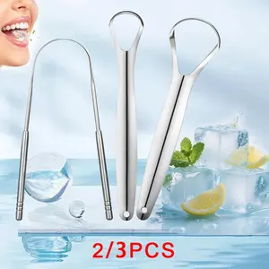 Portable 3 in 1 Stainless Steel Tongue Scraper Set, Oral Cleaning Brush for Fresh Breath & Tongue Coating Removal, Oral Care Kit Cleansing, Oral Care Tools