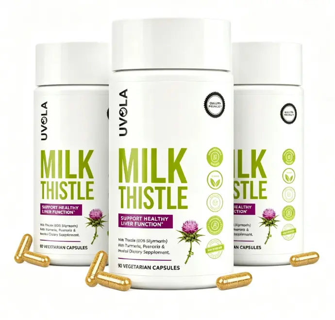 Uvola Milk Thistle Liver Detox - Natural Vegan Support - 90 Capsule US (1-3PACK)
