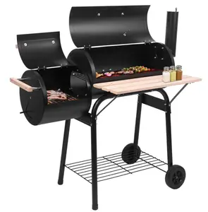 ROVSUN BBQ Charcoal Grill Outdoor Patio Barbecue Cooker with Wheels