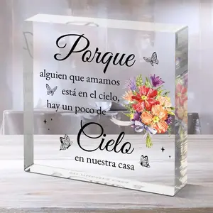 1pc Acrylic Decorative Plaque for Memorial, Christmas Memorial Acrylic Table Decorations as a Gift in Memory, Heavenly Remembrance Gifts for Loss of Mom/Dad/Son/Husband - Suitable for birthdays, anniversaries, and Easter