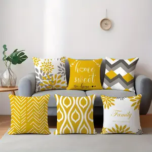Set of 6, Single-Sided Printed Cushion Covers, Featuring a Easy Geometric Floral Pattern, Measuring 44.96*44.96 cm, Suitable for Home Decor in Living Rooms And Bedrooms, Pillow Inserts Not Included