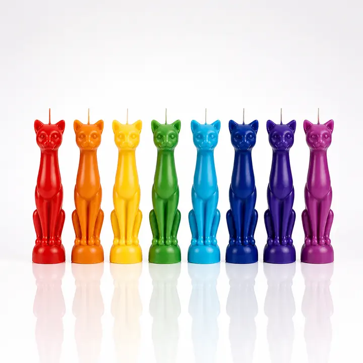 Mystic Cat Figure Candle, 8-in Tall