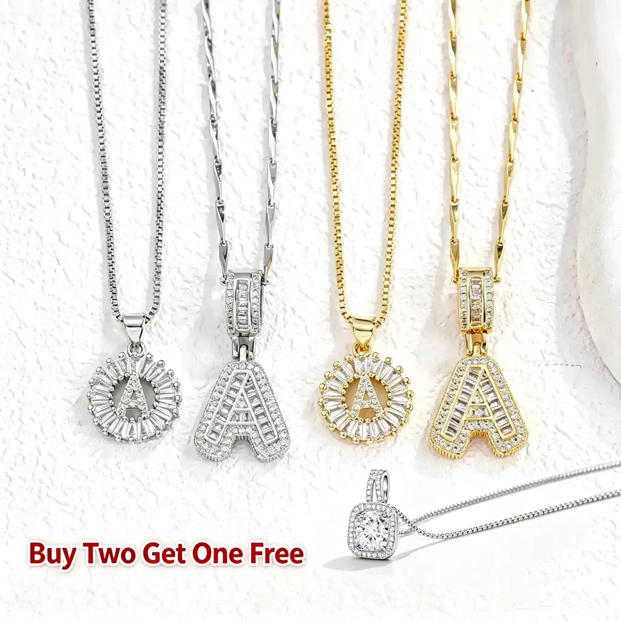 2 Count Initial Letter Pendant Necklaces with Zircon Stones for Women 26 Alphabet Necklace Fashion Jewelry for Parties & Birthdays Valentine's Day Gift bundle sets   Anniversary gifts for  her.name necklace. fathersdaygifts .summervibes.wed gift