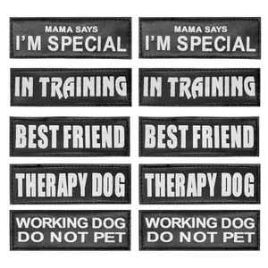 Service Dog Patch 10 Pieces, Dog Vest Patches Service Dog in Training Patches, Reflective and Removable Dog Harness Patches for Service Dog Vest