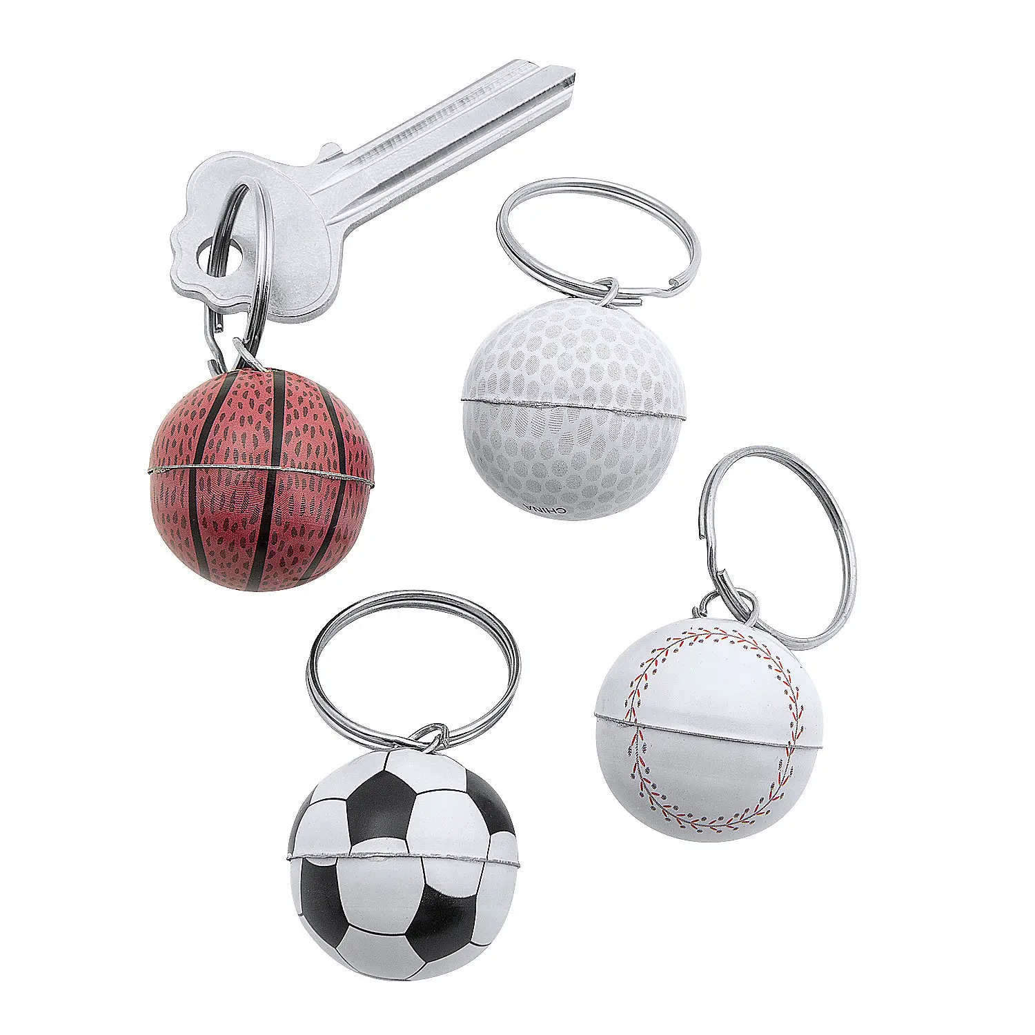 New 144-Piece Metal Multi-Sport Ball Keychains Assortment - Kids' Sports Collectibles, Metal Balls, No Warning Applicable (No Adult Styles)