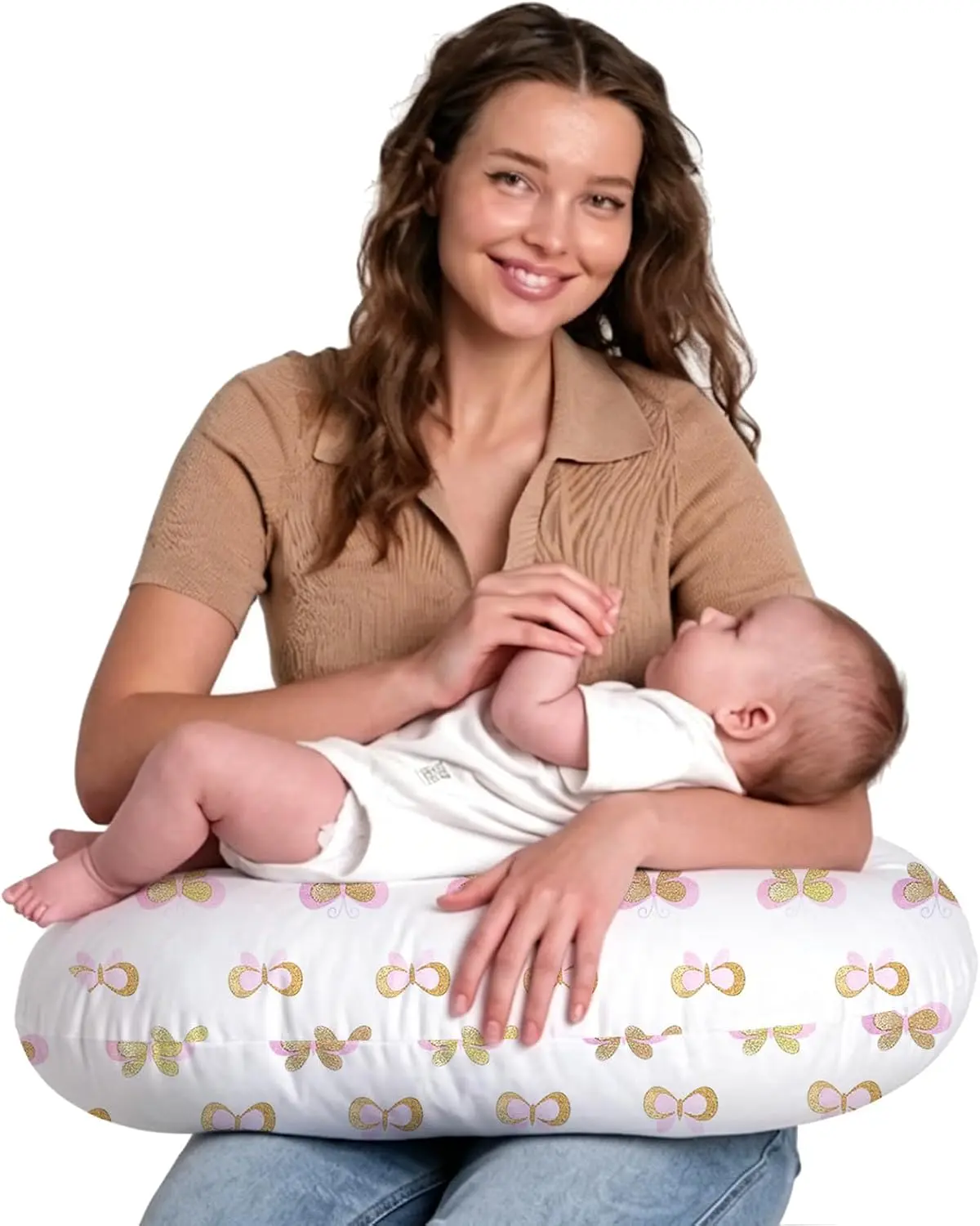Nursing Pillow for Infants, Breastfeeding Pillows, Baby Pillow for Nursing, Bottle Feeding with Machine Washable Cover & Breathable Filling