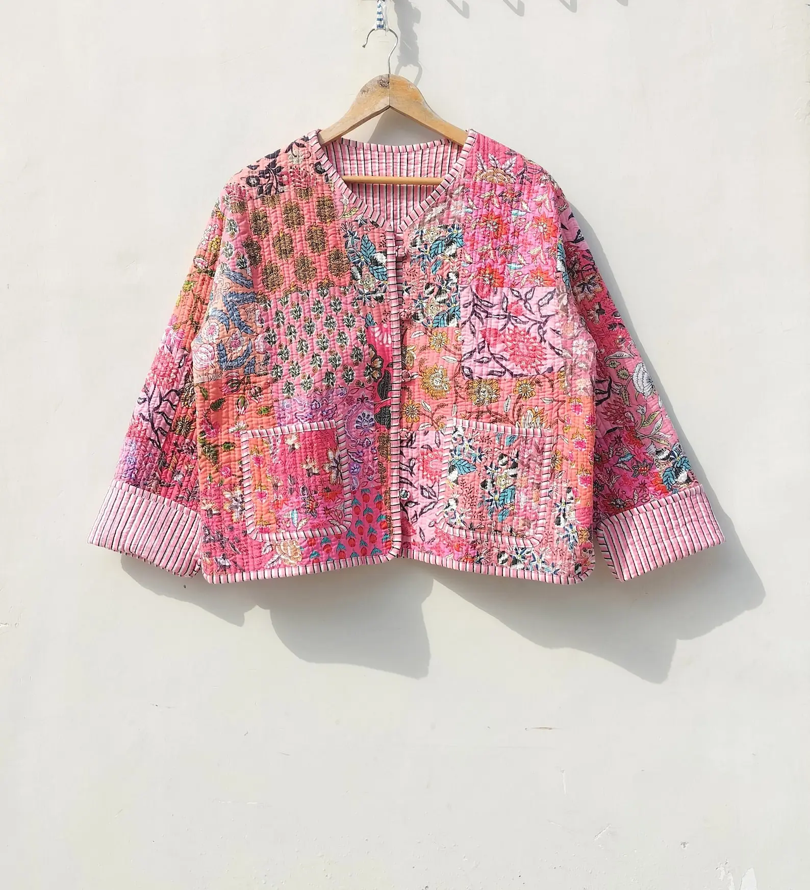 Handmade patch work Vintage Quilted Jacket ,Coats Handmade patch work Vintage Quilted Jacket ,Coats