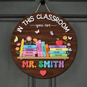 Custom Back to School Classroom Decor with Nameplate, Personalized 3D Teacher Door Sign, Wood Door Sign, Teacher Name Sign, Gift for Teacher, Teacher Appreciation Gifts
