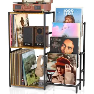 Record Player Stand, Turntable Stand with 4-Tier Vinyl Record Storage, Record Player Table Storage up to 200+ Albums, Record Player Cabinet with Vinyl Display Holder Shelf, vinyl Table for Living Room