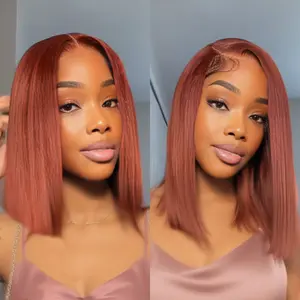 【New】Nadula Reddish Brown Yaki Bob Wig 180% Density Glueless Human Hair Wig for Beginners 7x5 Lace Time Saver TikTokShopStockUp