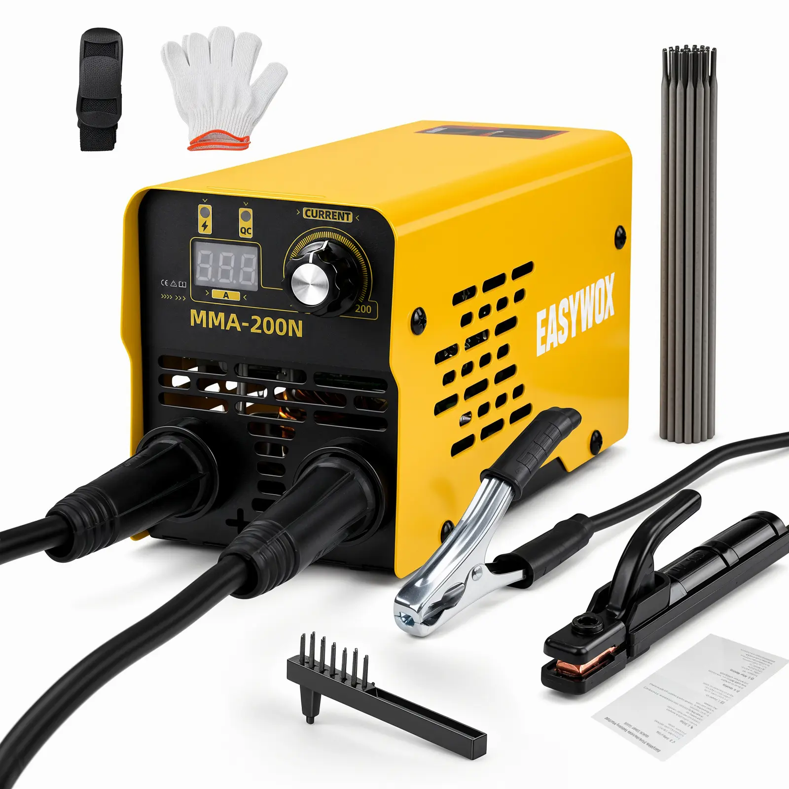 EasyWox MMA-200N 110V Portable Lightweight Handheld IGBT Inverter Stick Welder, 20-200A Output ARC Welding Machine with Digital Display, Compact Electric Welder for 1.6-3.2mm Electrodes, Carbon Steel Home DIY & Light Repairs