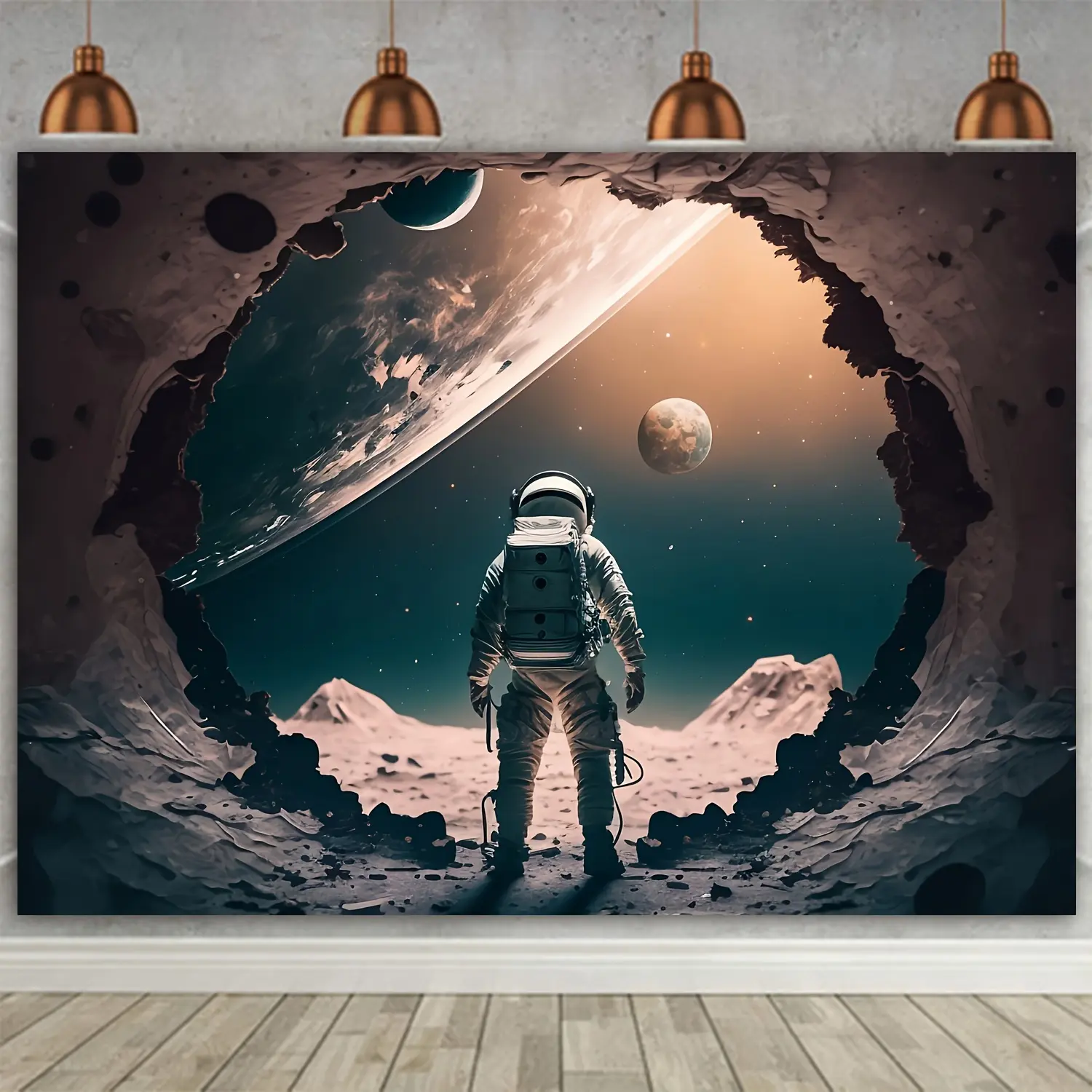 RipLox Funny Space Art Galaxy Print Tapestry - Astronaut & Earth Wall Hanging, Living Room Wall Decor, Adult Funny Decor Inspo Home Supply