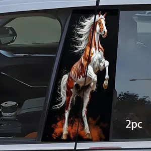 2 pieces of animal horse pattern sticker, suitable for car B-pillar metal plastic surface rectangular semi-matte, vehicle surface customization, surface decoration enhancement, removable decal, Truck car decal