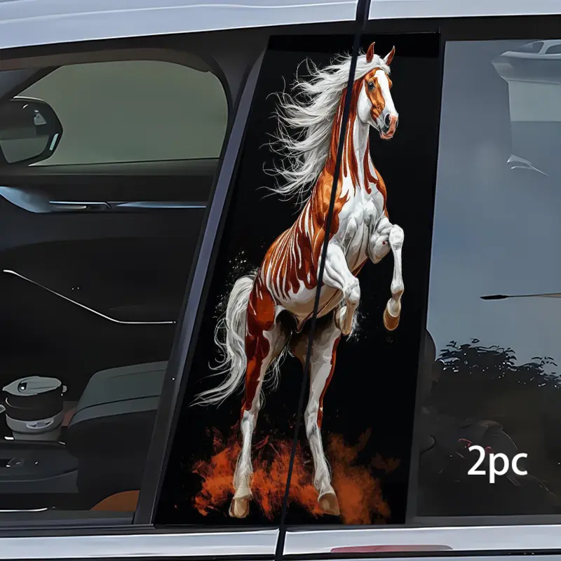 2 pieces of animal horse pattern sticker, suitable for car B-pillar metal plastic surface rectangular semi-matte, vehicle surface customization, surface decoration enhancement, Automotive Decoration, removable decal, Automotive Decals