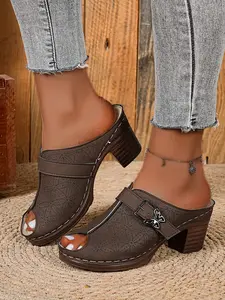 New Comfortable Soft Casual Slip-On Shoes for Women, PU Leather Slides, Soft Wedge Heel, Flexible Sole, Minimalist Sandals, Daily Wear Sandals, Breathable Open-Toe Slippers