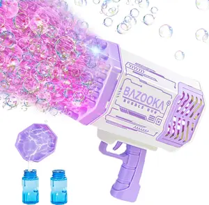 Bubble Gun, Bazooka Bubble Machine Gun, Bubble Blaster Gun with Bubble Solution, 69 Holes Bubble Bazooka Gun Outdoor Summer Toy Party Favors for Kids Purple Easter Bubble Maker Blowers