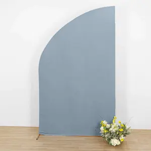 Dusty Blue Spandex Fitted Chiara Backdrop Stand Cover For Half Moon Top Wedding Arch - 8ft