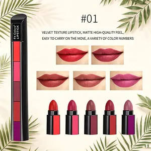 Fit Colors 5 In 1 Matte Velvet Lipstick Set Multi Shades Long Lasting Non Dry Lip Makeup Daily Portable Lip Cosmetic For All Skin Tone