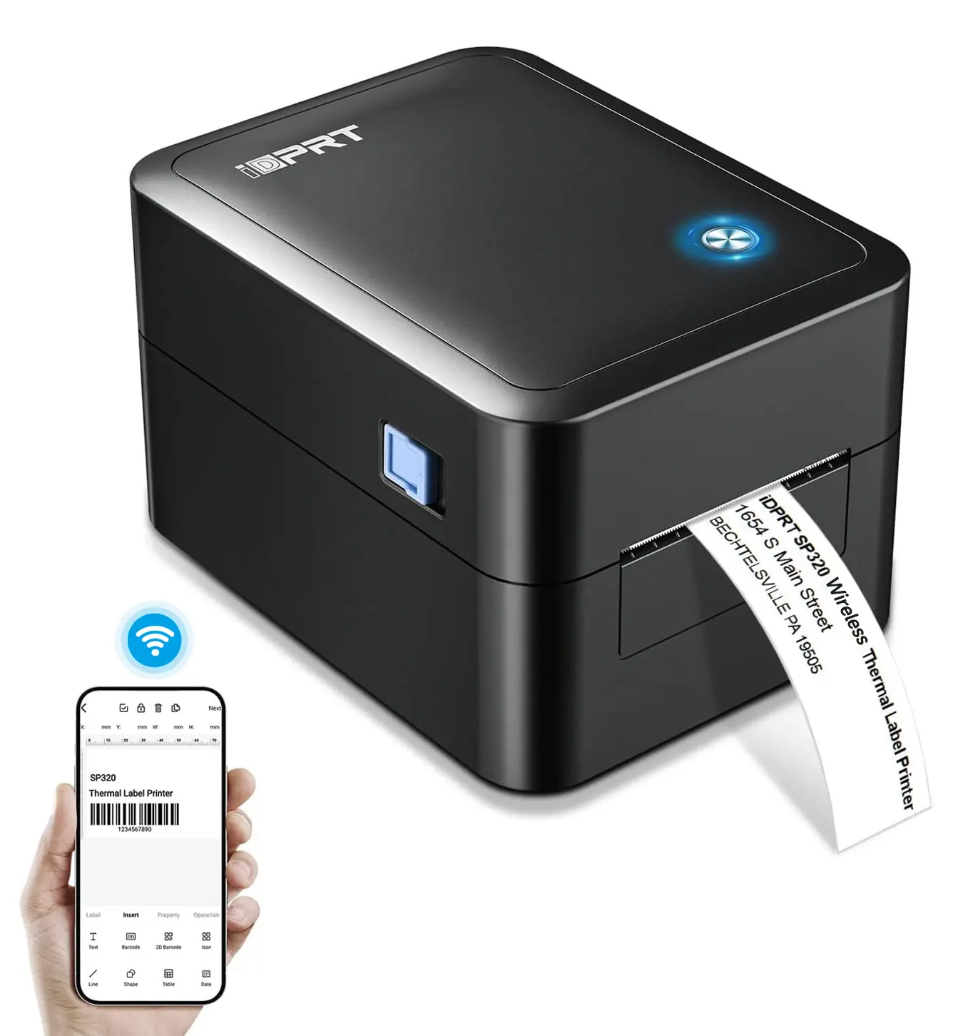 iDPRT SP320 Desktop Label Maker – 3" Thermal Barcode Printer with Bluetooth & USB, Supports 1"-3.15" Labels, Ideal for Shipping, Warehouse, Office, Retail & Home Small Business