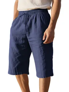 Summer Lightweight Breathable Men's Seven-Eleven Pants, Drawstring Waist, Loose Fit, Daily Commute, Casual Sports, Multi-Color Straight Leg Pants