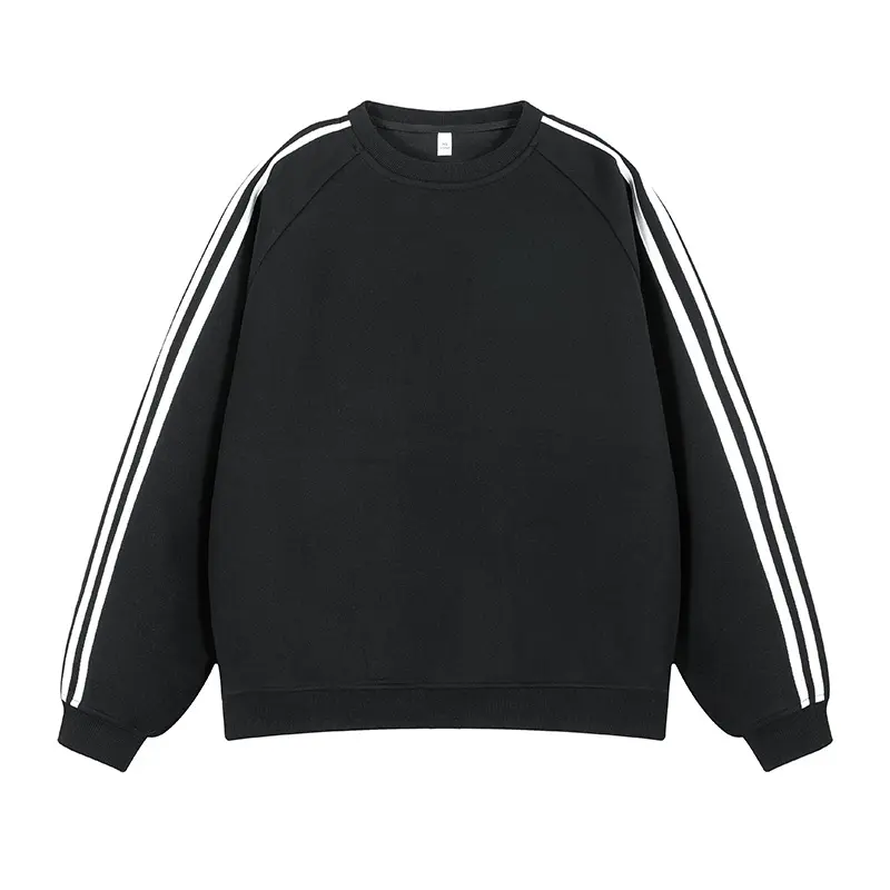 Striped Crewneck Sweatshirt Fashion Streetwear Loose Long Sleeve T-Shirt Sports Casual Plus Size Top for Couples