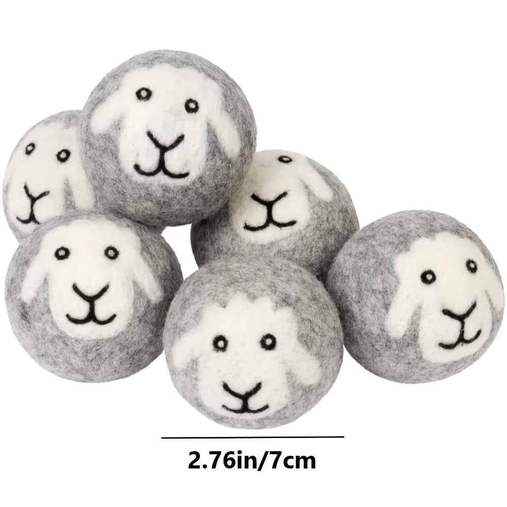3pcs Wool Dryer Ball, Premium Wool Balls for Dryer, Reusable Natural Fabric Softener for Laundry, Grey Sheep Laundry Balls for Dryer