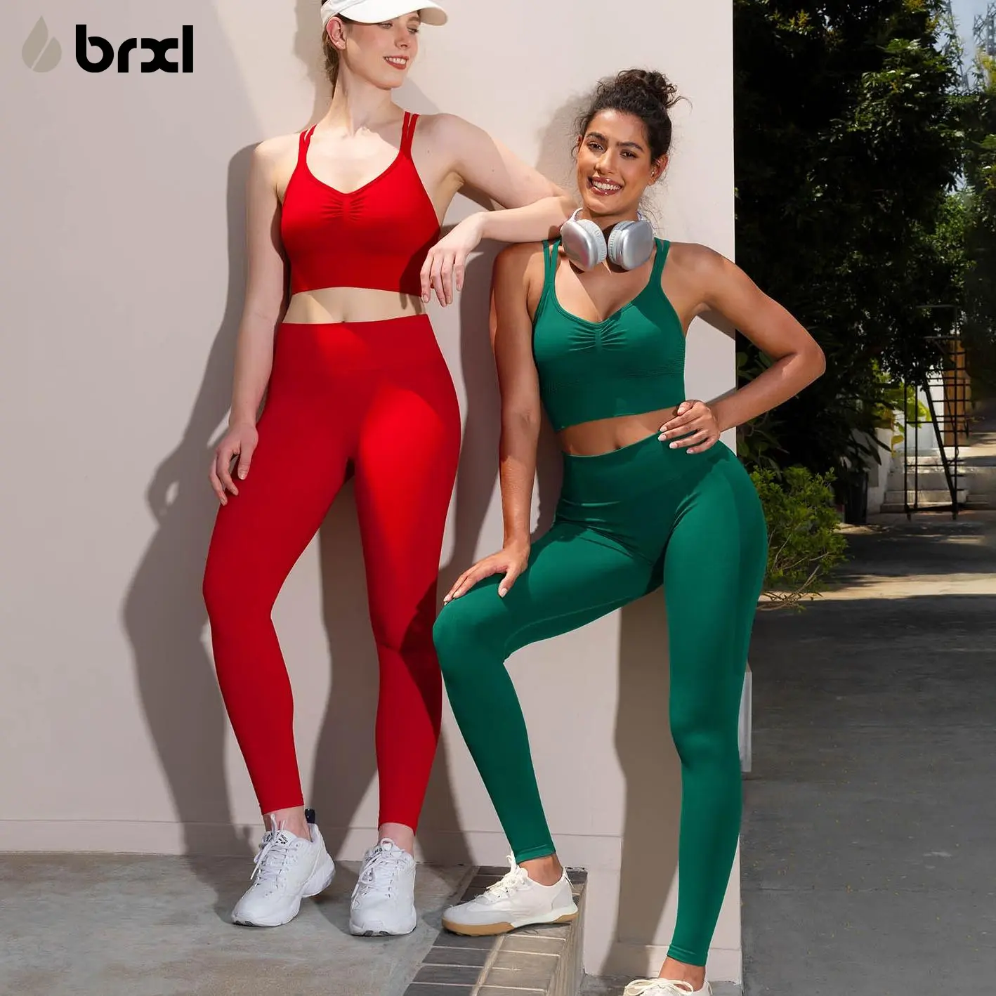 BRXL 2-Piece set Lycra Fabric Butt Lifting No Front Seam High-Waisted Breathable Yoga Pants Tummy Control Seamless Gym Running Leggings #Parati #GymWorkout #TikTokMadeMeBuyIt #outdoorfun #TikTokShopSpringGlowUp-2,summerwins