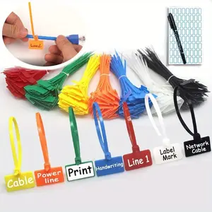 1 Pack Self-locking Strapping Straps Including 1 Marker Pen,1 Label, Multicolor Network Wire Plastic Straps Beauty & Personal Care