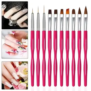 Nail Art Brush Set, Nail Design Tools, 3D Build Gel Brushes, Acrylic Nail Drawing Pen, Home Salon Use Nail Brushes, Manicure
